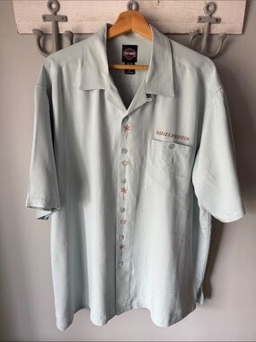 Harley-Davidson Men’s Pale Blue Short Sleeve Button-Up Shirt
